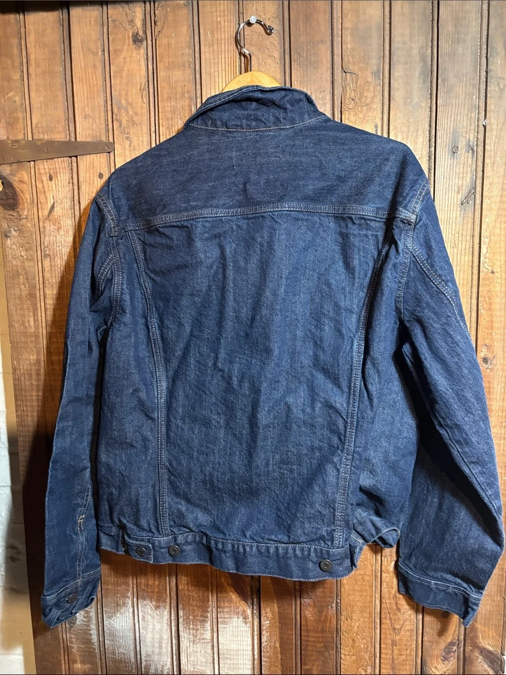 Men's Dark Indigo Denim Trucker Jacket - Classic Button-Front